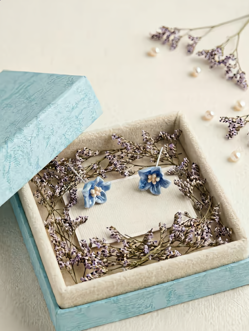 Mikit Petite Azure Bloom Studs: A Touch of Gentle Color